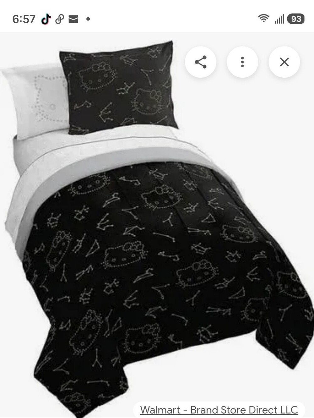 Hello Kitty 7 Piece Full Bed Set Black Star Print Comforter Full/ Double